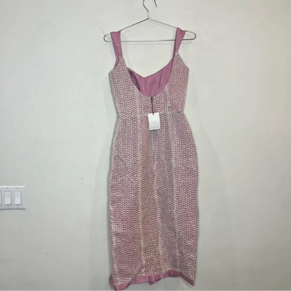 Markarian Ginevra Sequin pink midi Dress size 0 NEW! New with tags!